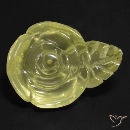 22.84ct 天然 薄いイエロー 石英, フラワーカット, 透明