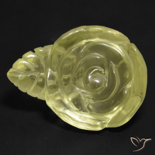 21.64ct 天然 薄いイエロー 石英, フラワーカット, 透明