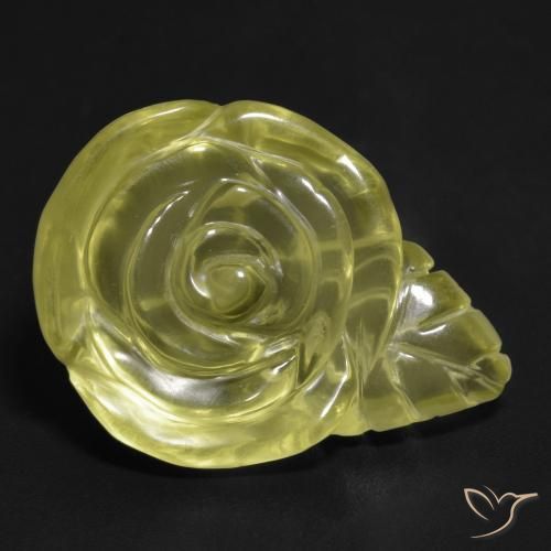 19.94ct 天然 薄いイエロー 石英, フラワーカット, 透明