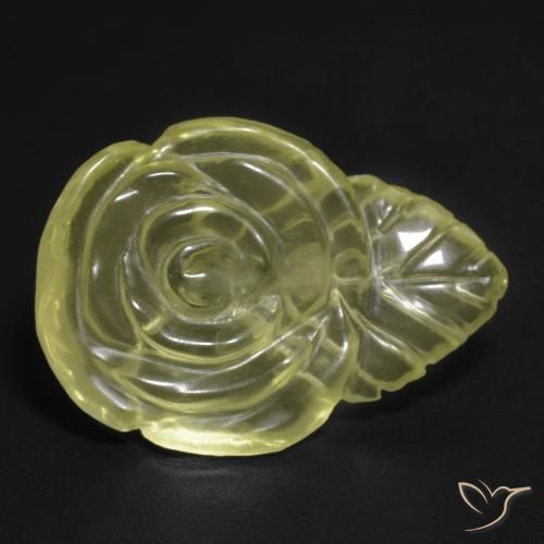 12.65ct 天然 薄いイエロー 石英, フラワーカット, 透明