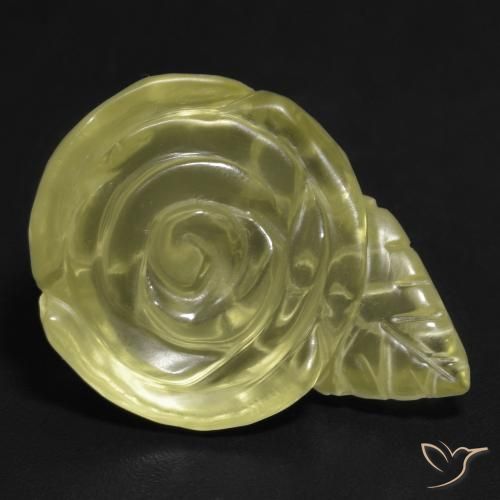 17.67ct 天然 薄いイエロー 石英, フラワーカット, 透明