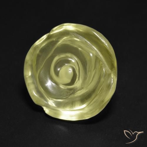 10.50ct 天然 ライトグリーンがかったイエロー 石英, フラワーカット, 透明