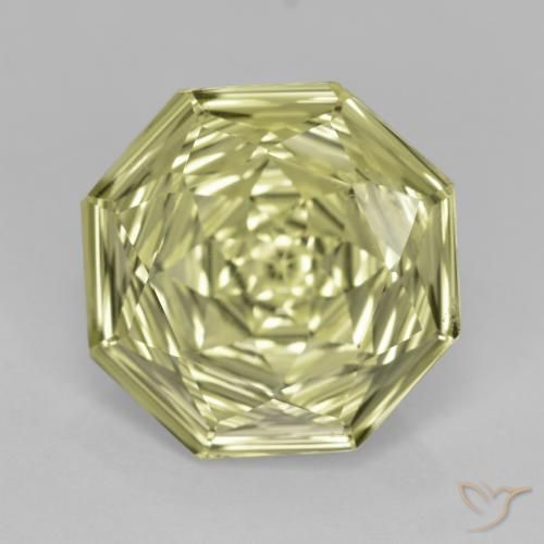 7.51ct 天然 薄いクリームイエロー 石英, エメラルドカット, VS