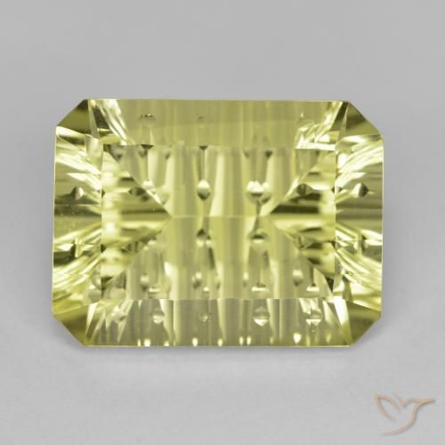 9.90ct 天然 ミディアムイエロー 石英, エメラルドカット, VVS