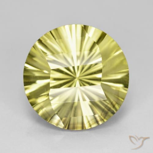 8.25ct 天然 緑ががかったイエロー 石英, ラウンド, VVS