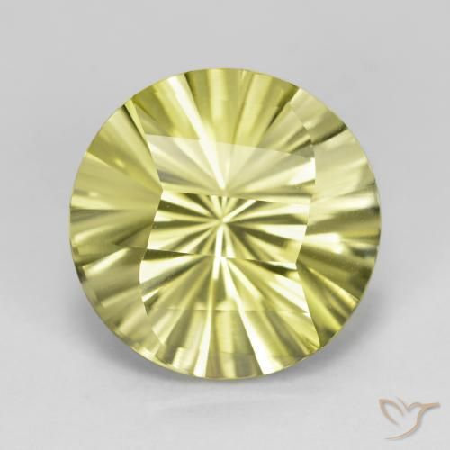 8.91ct 天然 緑ががかったイエロー 石英, ラウンド, VVS