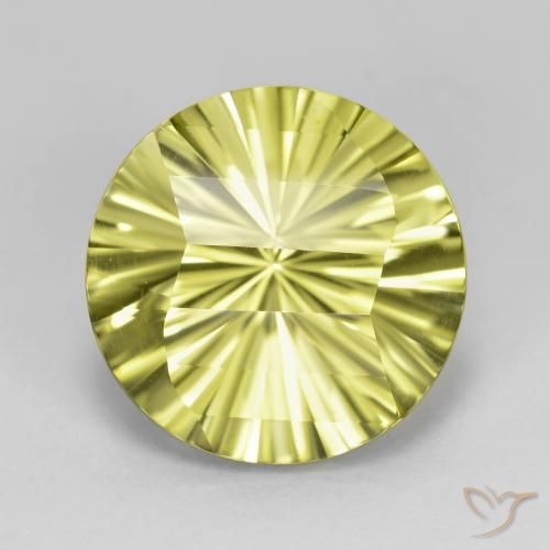 8.95ct 天然 緑ががかったイエロー 石英, ラウンド, VVS