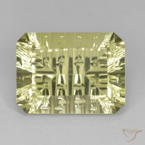 10.98ct 天然 ミディアム薄いイエロー 石英, エメラルドカット, VVS