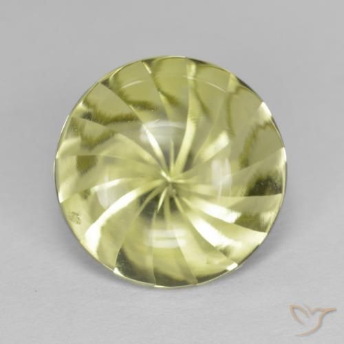 5.17ct 天然 緑ががかったイエロー 石英, ラウンド, 透明