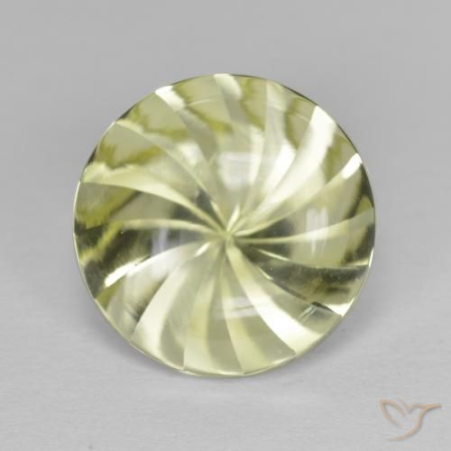 5.32ct 天然 緑ががかったイエロー 石英, ラウンド, 透明