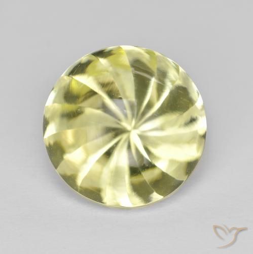 6.10ct 天然 レモンイエロー 石英, ラウンド, 透明