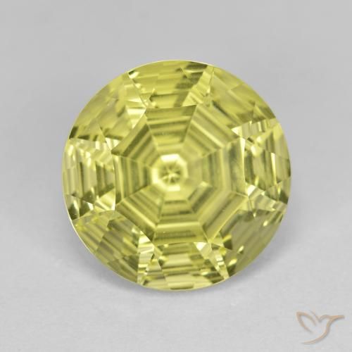 5.89ct 天然 レモンイエロー 石英, ラウンド, VVS-VS
