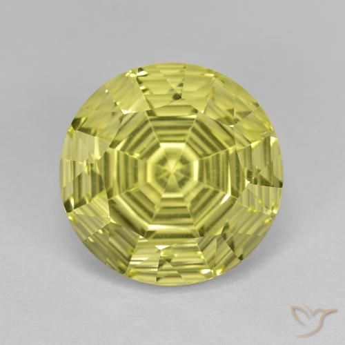 6.39ct 天然 レモンイエロー 石英, ラウンド, VVS