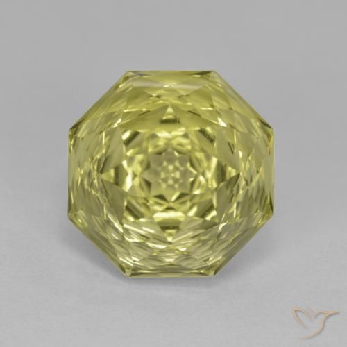 6.83ct 天然 緑ががかったイエロー 石英, エメラルドカット, VVS