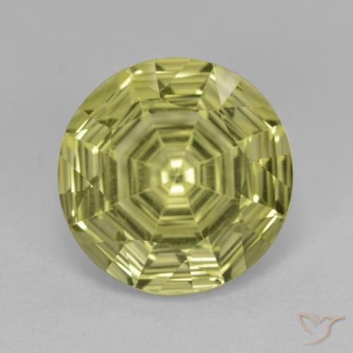 5.57ct 天然 ミディアムイエロー 石英, ラウンド, VVS