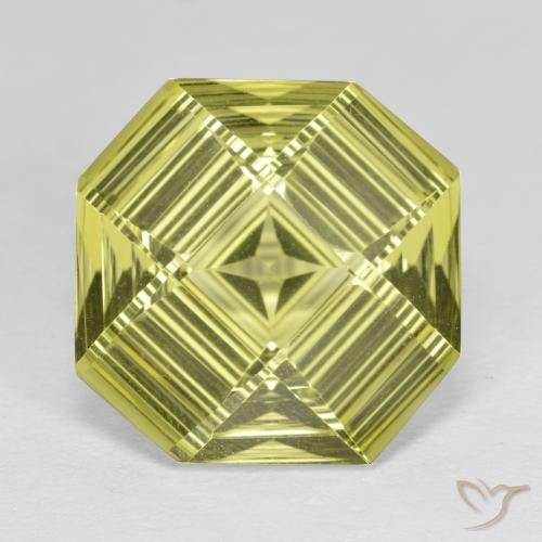 9.12ct 天然 ミディアムイエロー 石英, エメラルドカット, VVS