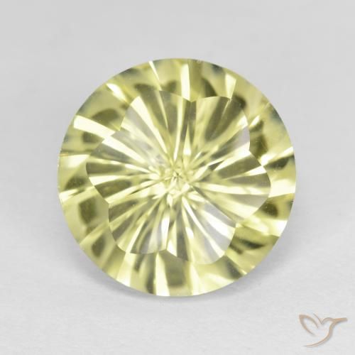 5.16ct 天然 ミディアム薄いイエロー 石英, ラウンド, VVS, Photo A