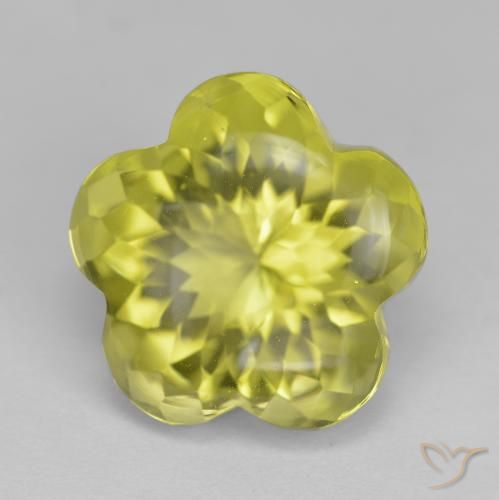 10.71ct 天然 薄いパイナップルイエロー 石英, フラワーカット, 透明