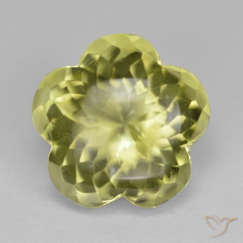 11.33ct 天然 ミディアムイエロー 石英, フラワーカット, 透明