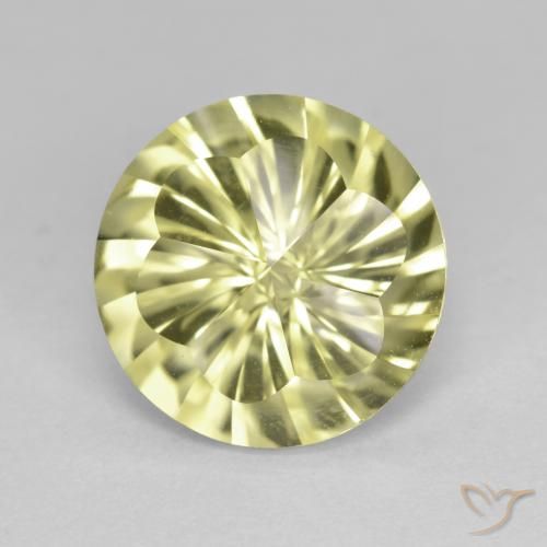 4.91ct 天然 ミディアムイエロー 石英, ラウンド, VVS-VS