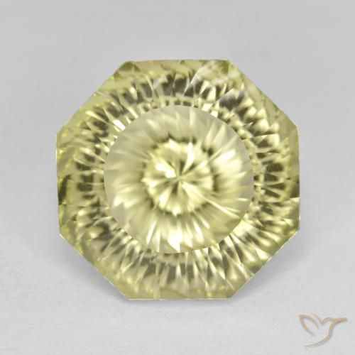 8.57ct 天然 レモンイエロー 石英, エメラルドカット, VVS