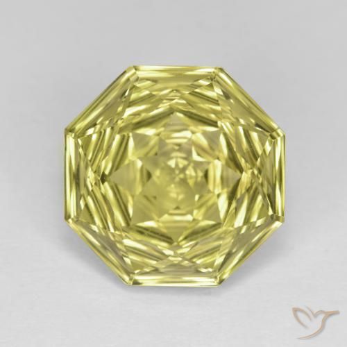 5.62ct 天然 薄いパイナップルイエロー 石英, エメラルドカット, VVS