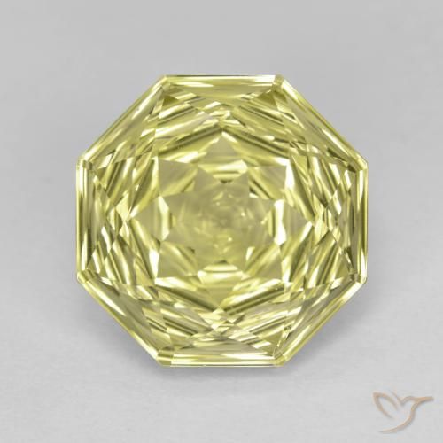 5.79ct 天然 ミディアム薄いイエロー 石英, エメラルドカット, VVS