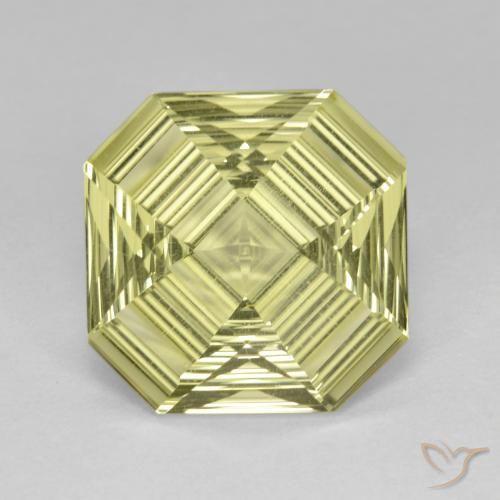 5.35ct 天然 レモンイエロー 石英, エメラルドカット, VVS-VS