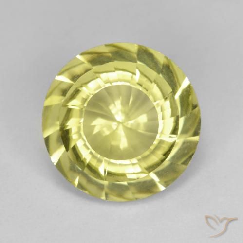 5.53ct 天然 ライトイエロー 石英, ラウンド, VVS