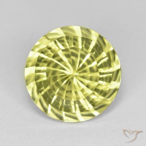 5.16ct 天然 レモンイエロー 石英, ラウンド, VVS