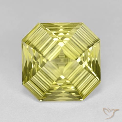 6.37ct 天然 薄いパイナップルイエロー 石英, エメラルドカット, VVS-VS