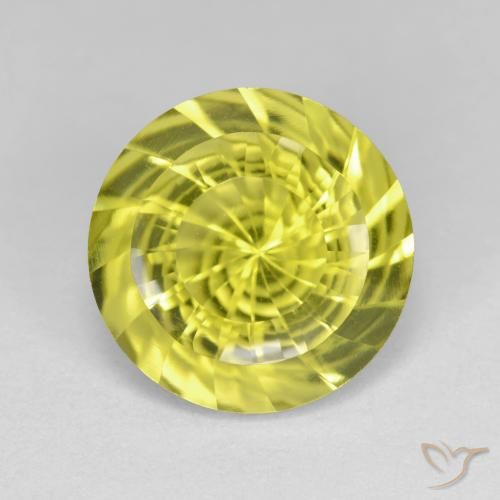 5.59ct 天然 ミディアムイエロー 石英, ラウンド, VVS