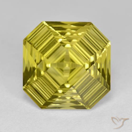 6.46ct 天然 ライトイエロー 石英, エメラルドカット, VVS