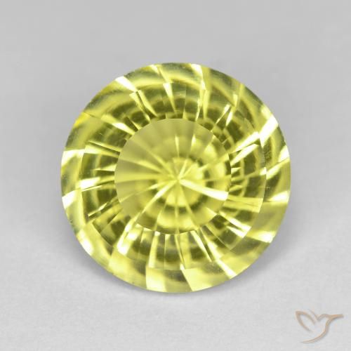 5.35ct 天然 ミディアムイエロー 石英, ラウンド, VVS