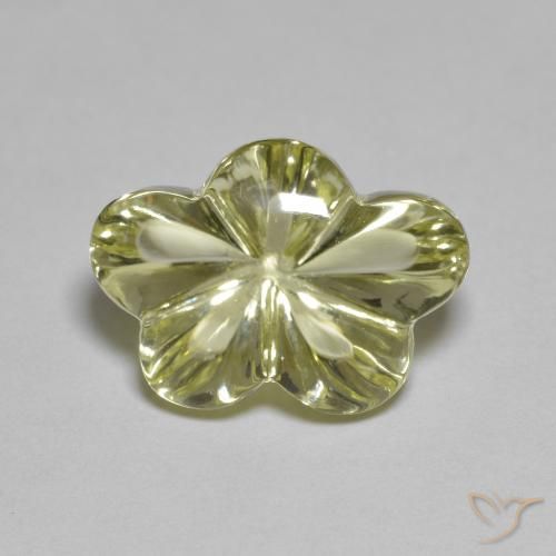 6.32ct 天然 ミディアムイエロー 石英, フラワーカット, 透明