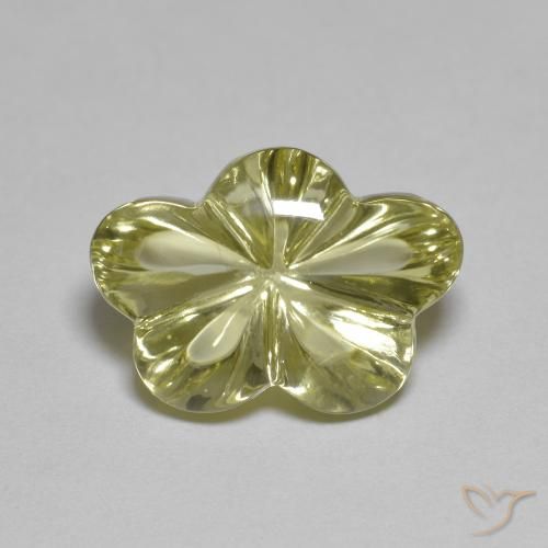 6.22ct 天然 ミディアムイエロー 石英, フラワーカット, 透明