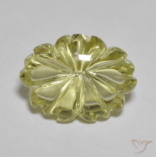 10.34ct 天然 ミディアムイエロー 石英, フラワーカット, 透明