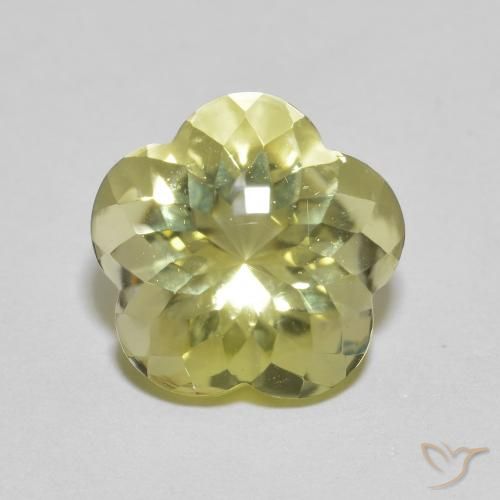 5.10ct 天然 ラグナイエロー 石英, フラワーカット, 透明