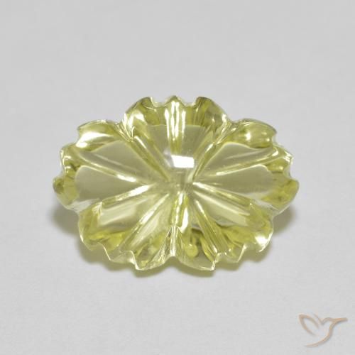 6.67ct 天然 レモンイエロー 石英, フラワーカット, 透明