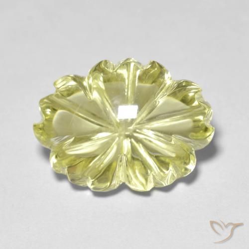 10.65ct 天然 ミディアム薄いイエロー 石英, フラワーカット, 透明