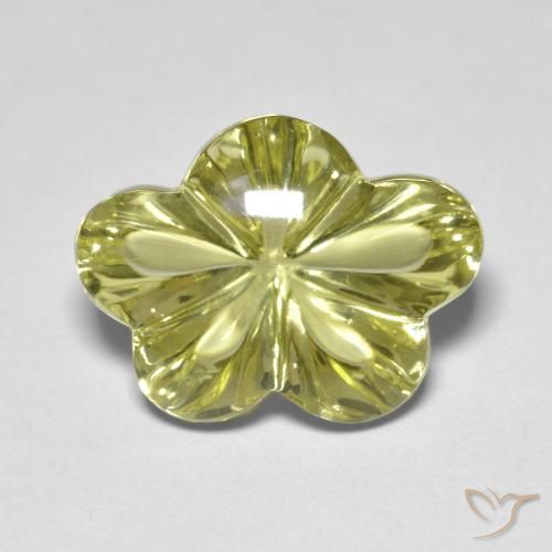 9.59ct 天然 緑ががかったイエロー 石英, フラワーカット, 透明