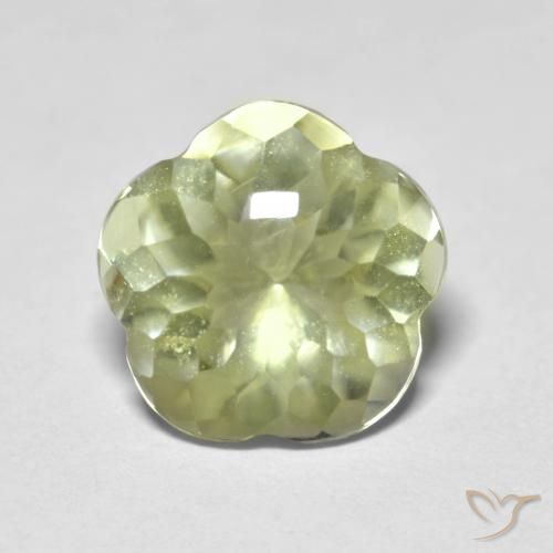 4.58ct 天然 ライトイエロー 石英, フラワーカット, 透明