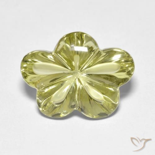9.34ct 天然 ミディアムイエロー 石英, フラワーカット, 透明