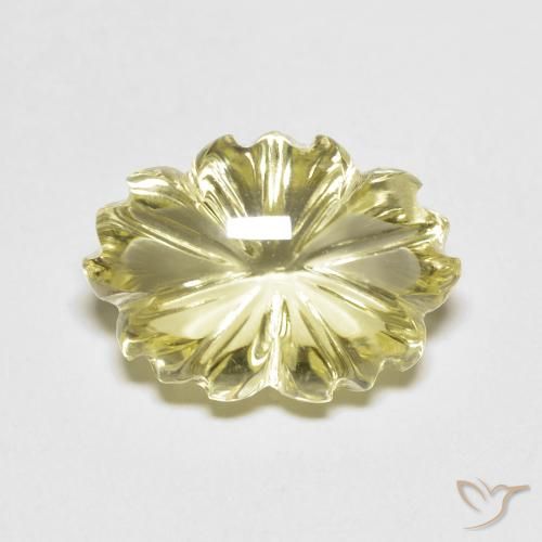6.75ct 天然 レモンイエロー 石英, フラワーカット, 透明