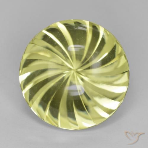 12.85ct 天然 緑ががかったイエロー 石英, ラウンド, 透明