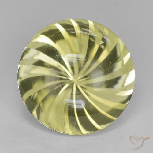 13.30ct 天然 緑ががかったイエロー 石英, ラウンド, 透明
