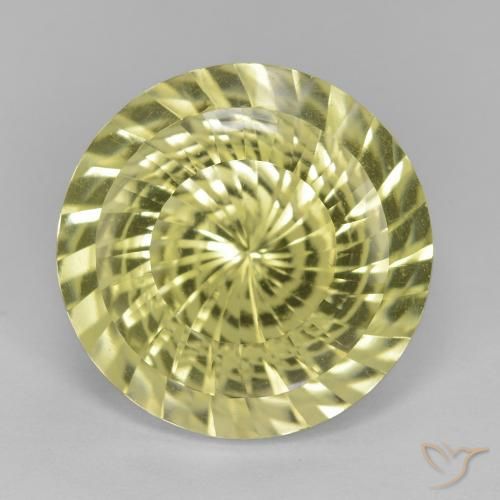 11.38ct 天然 ミディアムイエロー 石英, ラウンド, VVS-VS