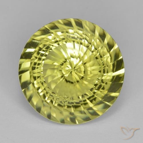 11.79ct 天然 ミディアムイエロー 石英, ラウンド, VVS-VS