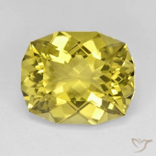 11.42ct 天然 ミディアムイエロー 石英, クッション, VVS-VS