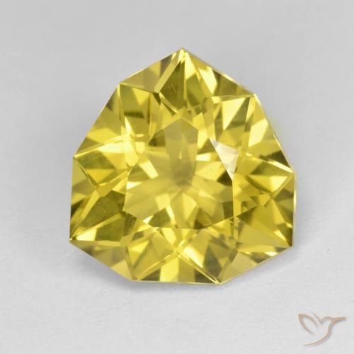 5.84ct 天然 ミディアムイエロー 石英, トリリオン, VVS-VS